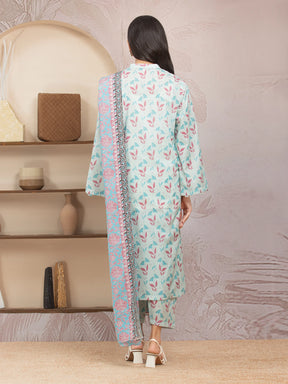 Unstitched Light Aqua Printed Lawn 3 Piece - EWU5A1-35010-3P