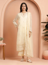 Unstitched Cream Embroidered Chiffon 3 Piece - EWU24V5-30323-3P