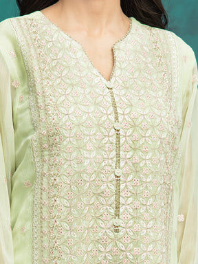 Unstitched Light Green Embroidered Chiffon 3 Piece - EWU24V5-30327-3P