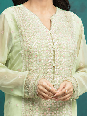 Unstitched Light Green Embroidered Chiffon 3 Piece - EWU24V5-30327-3P