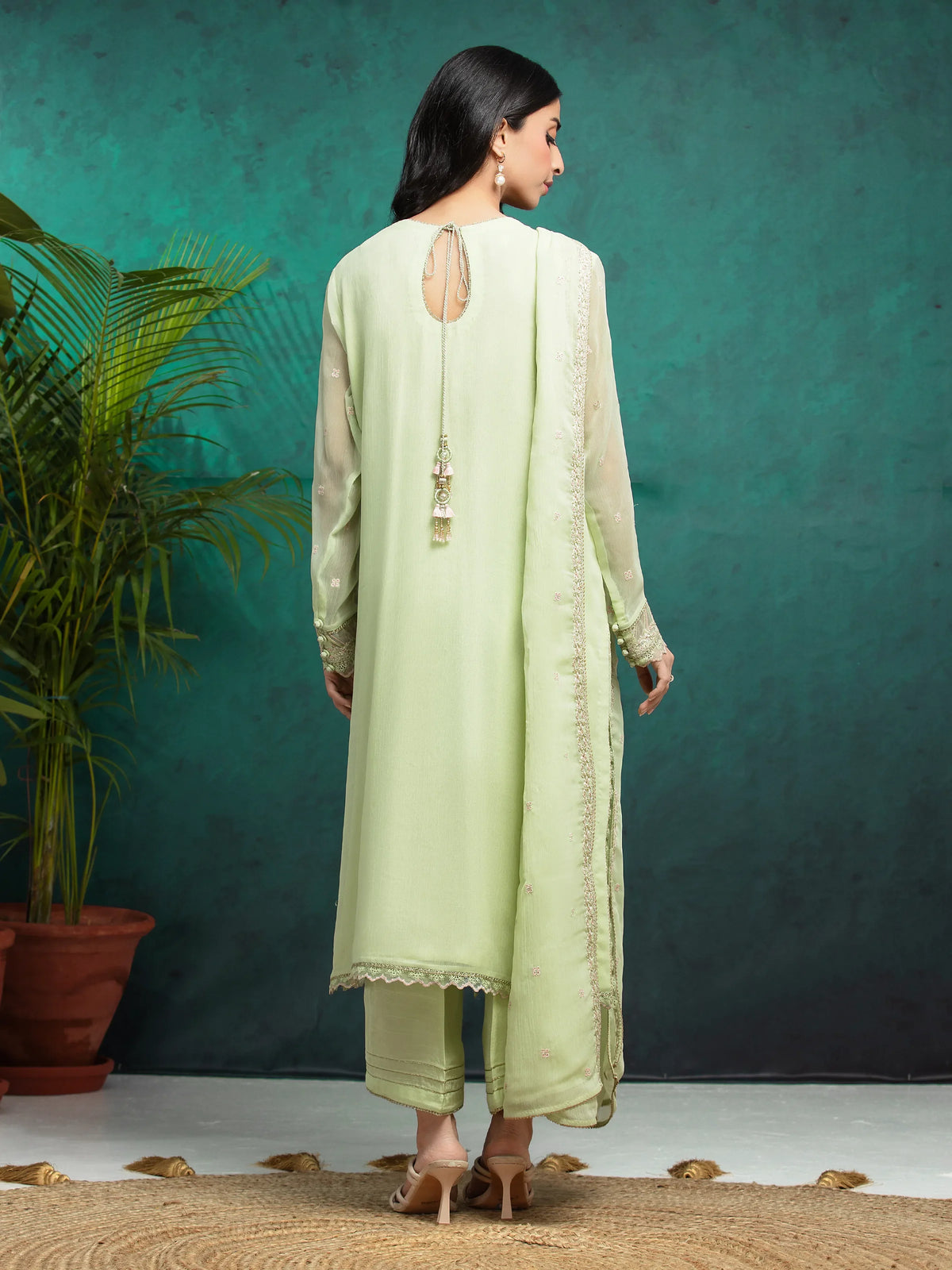 Unstitched Light Green Embroidered Chiffon 3 Piece - EWU24V5-30327-3P