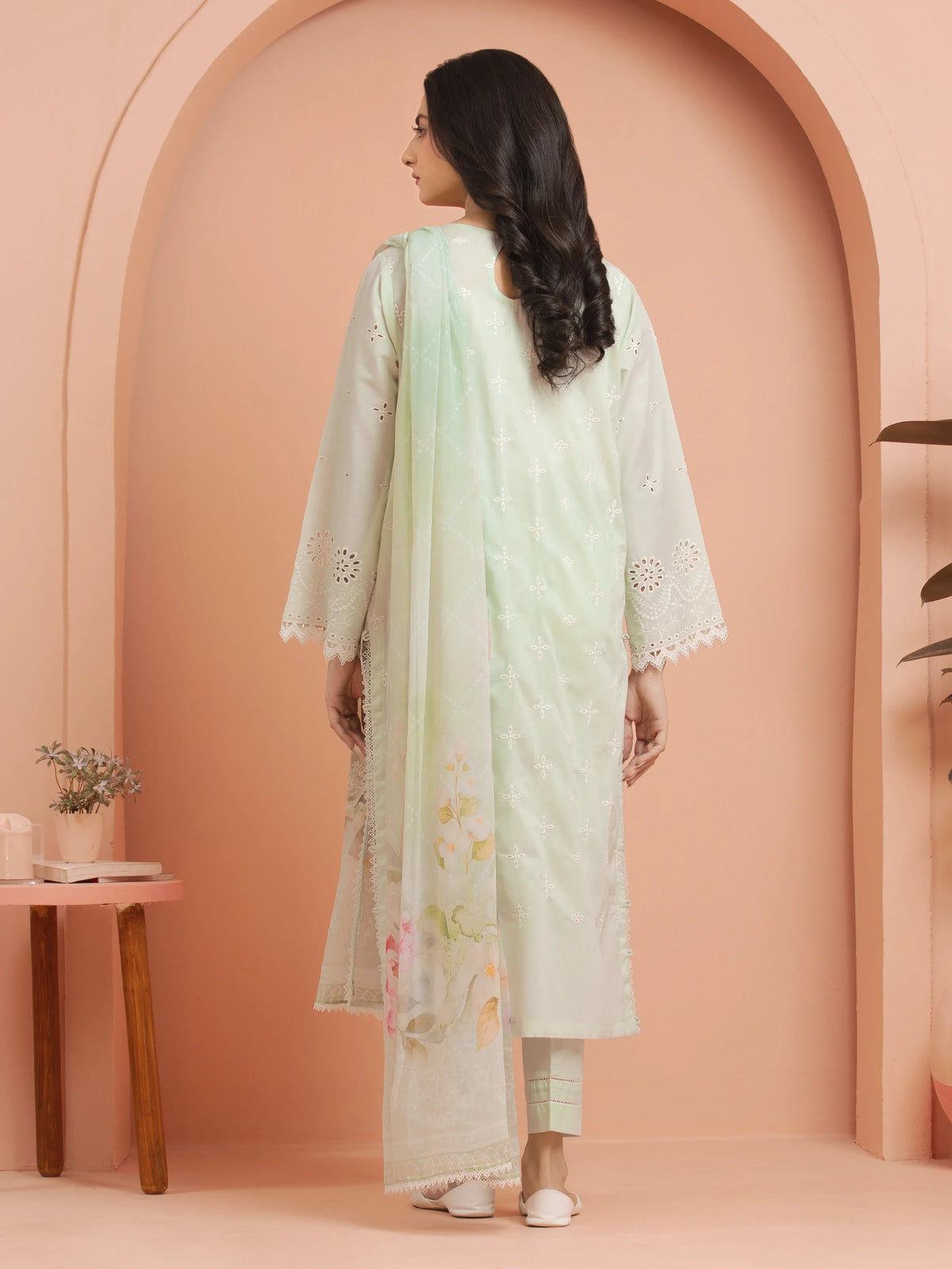 Unstitched Light Green Embroidered Cambric 3 Piece - EWU24V2-30387-3P