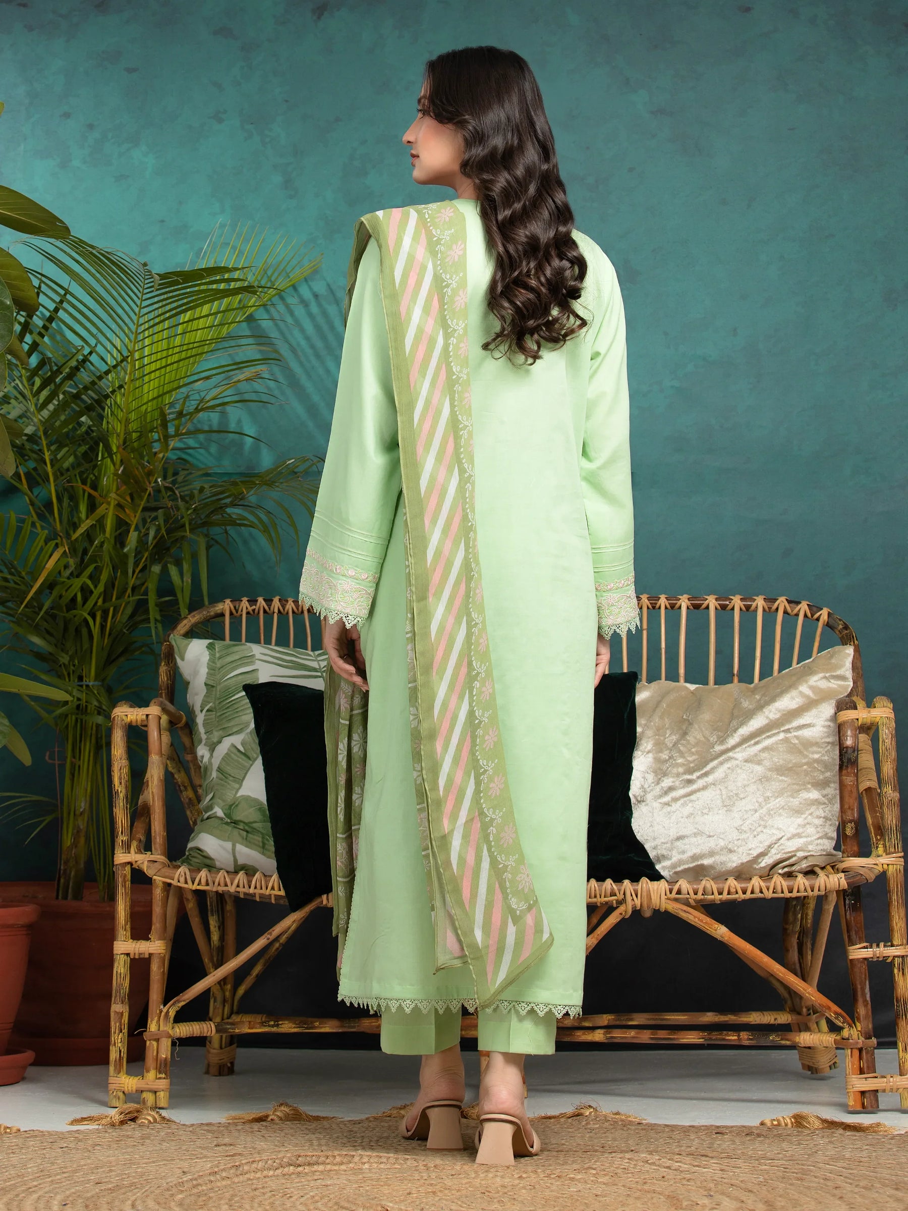 Unstitched Light Green Embroidered Cambric 3 Piece - EWU24V2-31019-3P