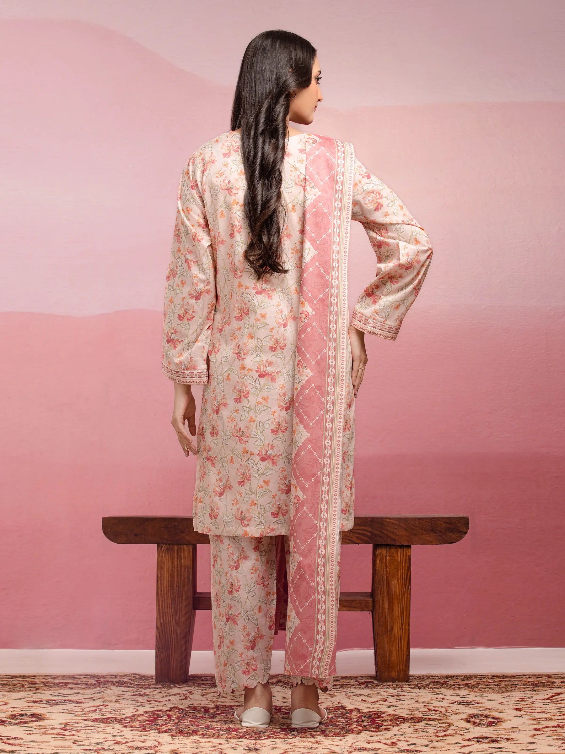 Unstitched Light Pink Printed Lawn 3 Piece - EWU5A1-35050-3P