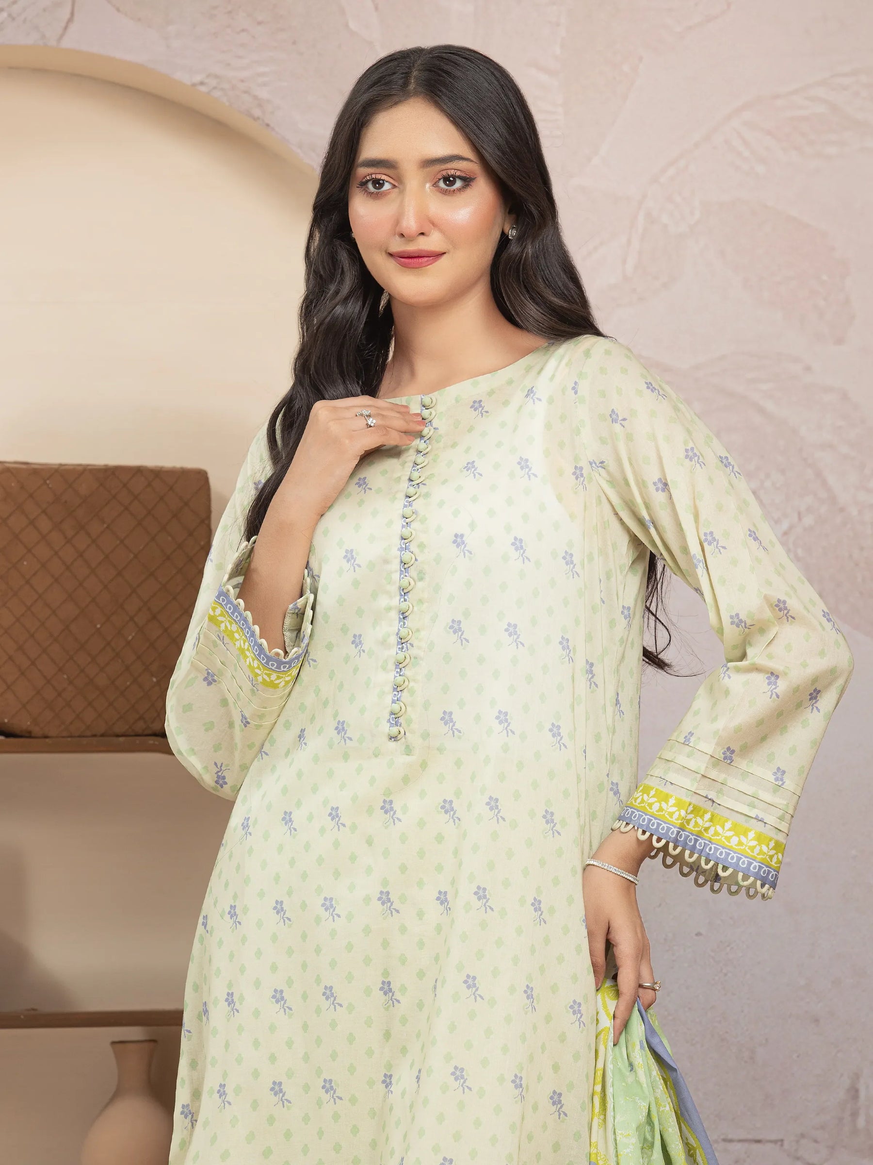 Unstitched Light Green Printed Lawn 3 Piece - EWU5A1-35223-3P