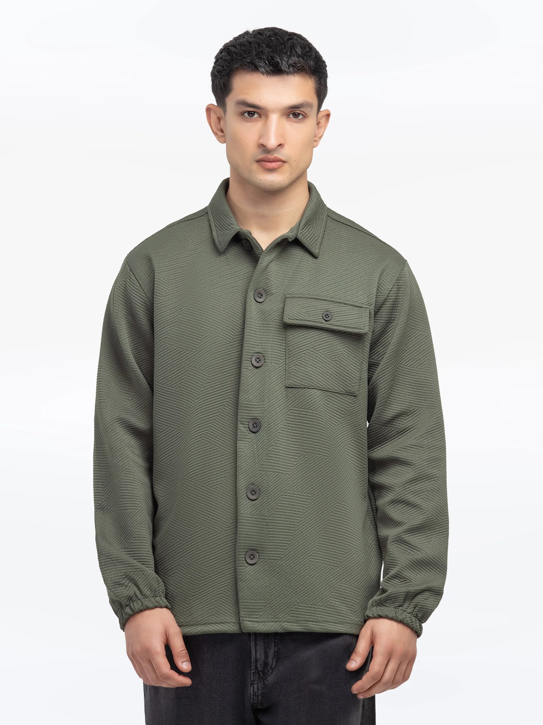 Men's Olive Shacket - EMTJS24-002